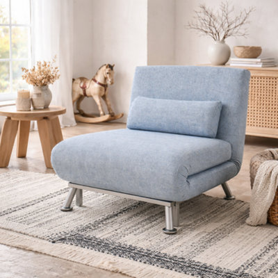 Wyld Haus Varael Linen Sky Blue 3-In-1 Convertible Chair Bed With Adjustable Backrest And Pillow - image 1