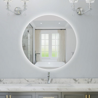Probaty Bathrooms Bathroom Led Mirror 900X900mm Round With Dimmable Backlit Illuminated, Anti-Fog Ip45 Rated, Wall Mounted,touch Sensor - image 1