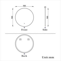 Probaty Bathrooms Bathroom Led Mirror 900X900mm Round With Dimmable Backlit Illuminated, Anti-Fog Ip45 Rated, Wall Mounted,touch Sensor - thumbnail 9
