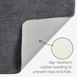 Allure Bath Fashions Luxury Microfibre Pedestal Toilet Mat Non-Slip - Charcoal Grey - thumbnail 4