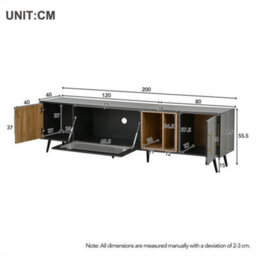 Abrihome Tv Stand For 90 Inch Tv, Tv Cabinet Storage Sideboard With Pull-Down Glass Doors For Livingroom Bedroom, Tv Console, Dark Wood - thumbnail 5