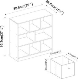 Urbn-Living Urbnliving Asymmetrical 8 Cube White Bookcase Freestanding Storage Unit With 3 Plain Doors - Blue - thumbnail 3