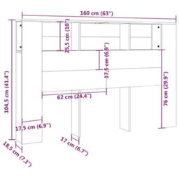 Vidaxl Headboard Cabinet White 160X18.5X104.5 Cm Headboard Cabinets - thumbnail 6