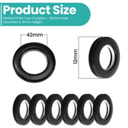 Neel Blue 42mm Platic Eyelets, Black Grommet Rings For Curtains & Drapes, Backdrop, 10Pcs - thumbnail 2