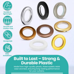 Neel Blue 42mm Platic Eyelets, Black Grommet Rings For Curtains & Drapes, Backdrop, 10Pcs - thumbnail 4