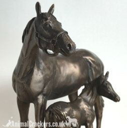 Animal Crackers Horse And Foal Figurine In Solid Cold Cast Bronze Designed By David Geenty - thumbnail 7