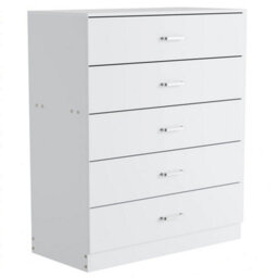 White Modern Wooden Chest Of Drawers Tall Wide 5 Drawer Bedroom Furniture - thumbnail 6