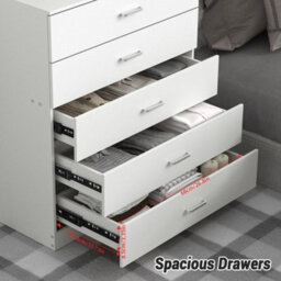 White Modern Wooden Chest Of Drawers Tall Wide 5 Drawer Bedroom Furniture - thumbnail 2