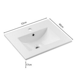 Heze Furniture Dove 2 Door Bathroom Cabinet Vanity Unit With Built-In Basin 50Cm In Evoke Oak - thumbnail 6