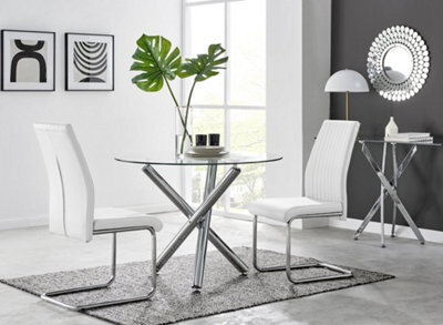 Furniturebox Uk Selina Round Dining Table And 2 White Lorenzo Chairs - image 1