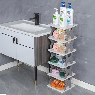 Thehotsale 6-Tier Foldable Plastic Shoe Rack In Grey - image 1