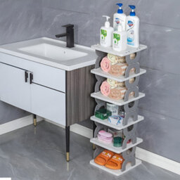 Thehotsale 6-Tier Foldable Plastic Shoe Rack In Grey - thumbnail 1