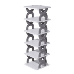 Thehotsale 6-Tier Foldable Plastic Shoe Rack In Grey - thumbnail 3