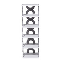 Thehotsale 6-Tier Foldable Plastic Shoe Rack In Grey - thumbnail 4