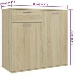Vidaxl Sideboard Sonoma Oak 160X36X75 Cm Engineered Wood - thumbnail 9