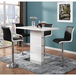 Furniture in Fashion Parini White Gloss Bar Table 4 Ritz Black White Stools