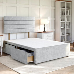 Divan Base Direct Plush Light Silver Platform Top Divan Bed Base 6Ft Super King With 4 Drawers + Sorrento Strutted Headboard - thumbnail 2