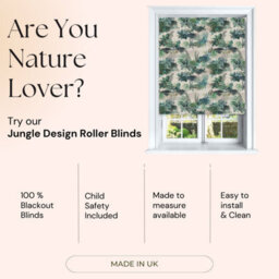 Lister Cartwright Jungle Design Blackout Roller Blinds Easy Fit Child Safety Included (Mockingbird, 90 X140 Cm) - thumbnail 3