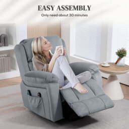 Homcom Lift Chair Riser And Recliner Chair With Vibration Massage, Heat, Grey - thumbnail 8