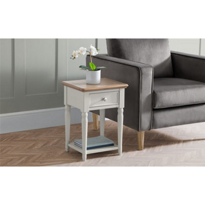 Ashfield Grey Lacquered Lamp Table With 1 Drawer - image 1