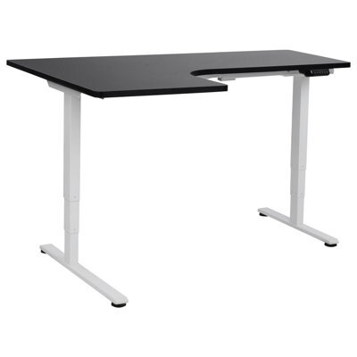 Beliani Electric Adjustable Corner Desk Destines Black/ White 160 Cm 109 Cm Left Hand - image 1
