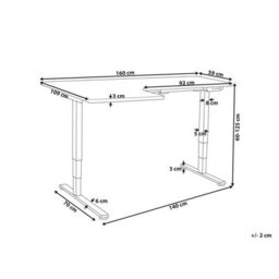 Beliani Electric Adjustable Corner Desk Destines Black/ White 160 Cm 109 Cm Left Hand - thumbnail 3