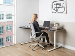 Beliani Electric Adjustable Corner Desk Destines Black/ White 160 Cm 109 Cm Left Hand - thumbnail 2
