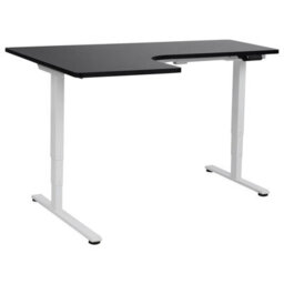 Beliani Electric Adjustable Corner Desk Destines 160 Cm 109 Cm Black/ White Left Hand