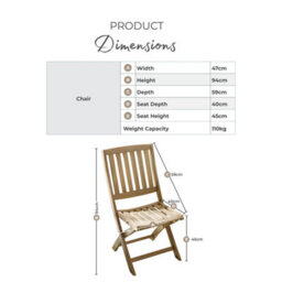 Furniturebox Hamburg Solid Wood Folding Garden Chairs - Teak Stain Wooden Garden Dining Chairs,  Outdoor / Patio Dining Chairs X2 - thumbnail 6