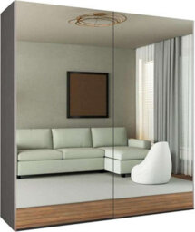 Sliding Wardrobes 4 u LTD Modern Full Mirror Sliding Wardrobe With Led Light - 150Cm/200Cm Bedroom Cabinet, Grey - thumbnail 2