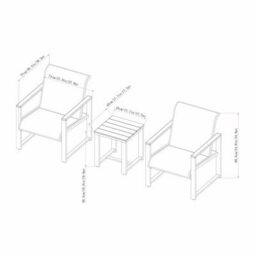 Xample Sunvilla Helio 3 Piece Bistro Set With Cover Aluminium Garden Chairs & Table, Phifertex Sling, Grey Outdoor Seating - thumbnail 2