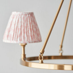 Loops Stylish Aged Brass Ceiling Pendant Light With Peach Fabric Shades - thumbnail 4