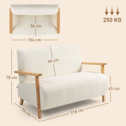 Wyld Haus Hadimi Sherpa Boucle Cream White Compact 2-Seater Sofa 118W X 76D X 78H Cm - thumbnail 3