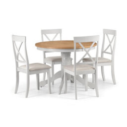 Oakham Premium Davenport 106Cm Round Pedestal Dining Table - Oak & Elephant Grey - thumbnail 4