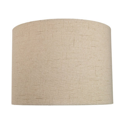 Happy Homewares Contemporary And Sleek Taupe Textured 10 Linen Fabric Drum Lamp Shade 60W Max - image 1