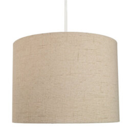 Happy Homewares Contemporary And Sleek Taupe Textured 10 Linen Fabric Drum Lamp Shade 60W Max - thumbnail 6