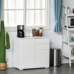White Push-Open Side Cabinet With 2 Drawer 2 Door Cabinet For Home Office - thumbnail 4