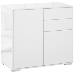 White Push-Open Side Cabinet With 2 Drawer 2 Door Cabinet For Home Office - thumbnail 1