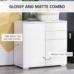 White Push-Open Side Cabinet With 2 Drawer 2 Door Cabinet For Home Office - thumbnail 6