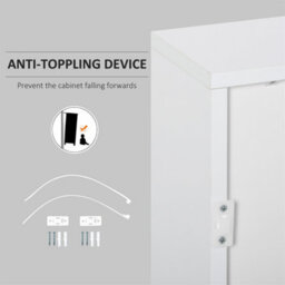 White Push-Open Side Cabinet With 2 Drawer 2 Door Cabinet For Home Office - thumbnail 3