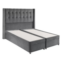 Silentnight King Ottoman Divan Bed With Velvet Bloomsbury Winged Headboard In Charcoal Grey, 150 X 200Cm, Storage Base - thumbnail 6