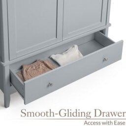 Christow Grey Double Wardrobe With Drawer 2 Door Bedroom Storage Furniture Cupboard - thumbnail 5