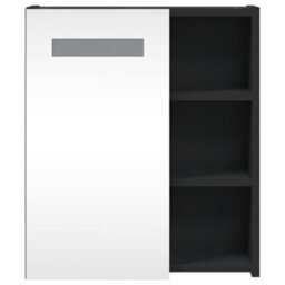 Berkfield Bathroom Mirror Cabinet With Led Light Black 45X13X52 Cm - thumbnail 6