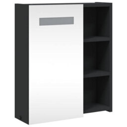 Berkfield Bathroom Mirror Cabinet With Led Light Black 45X13X52 Cm - thumbnail 4