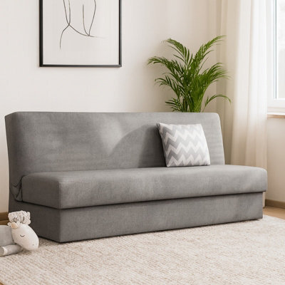 Adela Mini Sofa Bed With Storage Compact Pull Out Guest Bed Modern Upholstered Design Space Saving Solution Light Grey - image 1