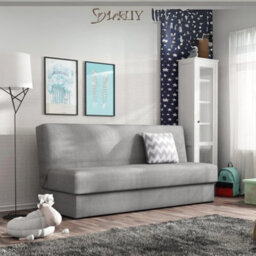 Adela Mini Sofa Bed With Storage Compact Pull Out Guest Bed Modern Upholstered Design Space Saving Solution Light Grey - thumbnail 3
