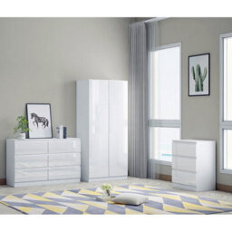 SquareBoxx Keaton Gloss White 6 Drawer Double Freestanding Chest Of Drawers (40 X 81 X 106Cm - D X H X W) - thumbnail 3