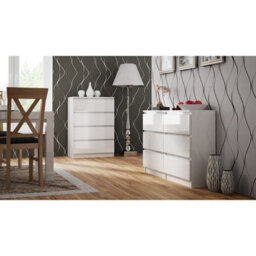 SquareBoxx Keaton Gloss White 6 Drawer Double Freestanding Chest Of Drawers (40 X 81 X 106Cm - D X H X W) - thumbnail 2
