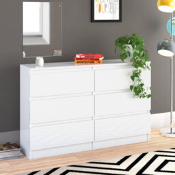 SquareBoxx Keaton Gloss White 6 Drawer Double Freestanding Chest Of Drawers (40 X 81 X 106Cm - D X H X W) - thumbnail 7