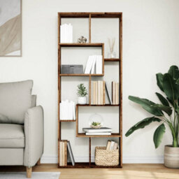 Berkfield Room Divider Bookcase Old Wood 67X25X161.5 Cm Engineered Wood - thumbnail 3